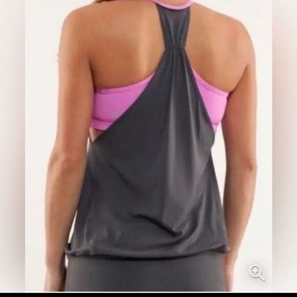 Lululemon No Limits Tank - Purple And Black Sleeveless Top Built In Bra Workout - Picture 3 of 8